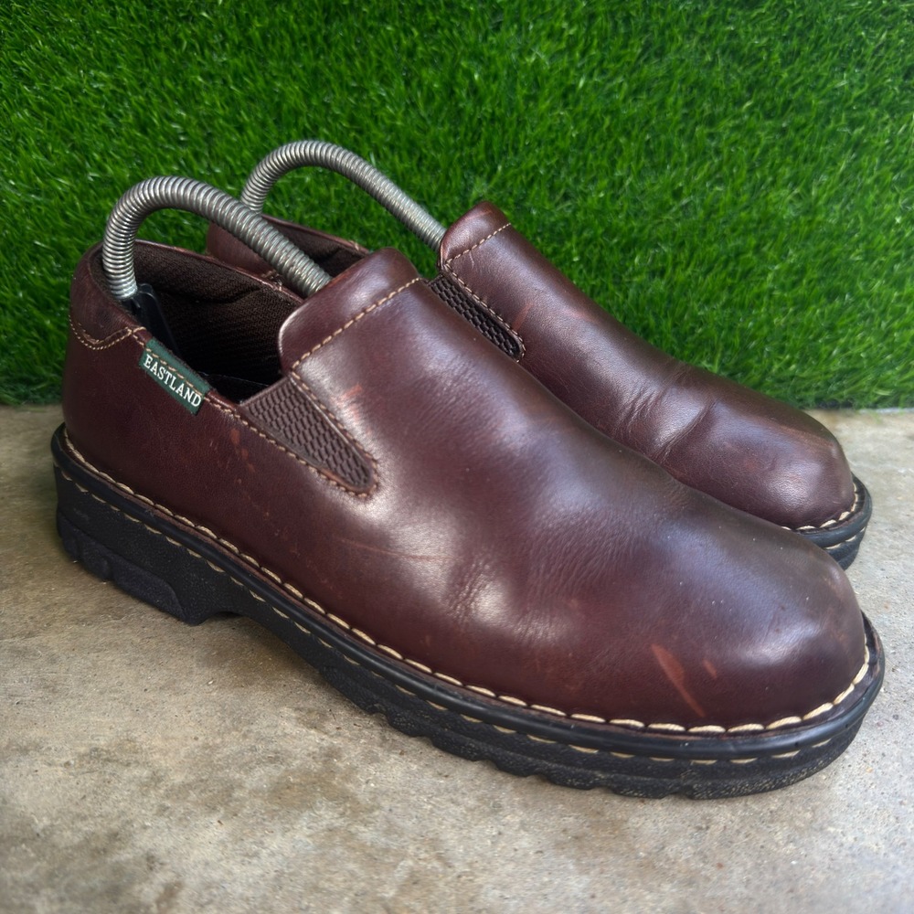 Vintage 90s Eastland Newport Brown Leather Slip On Loafers Workwear 8.5